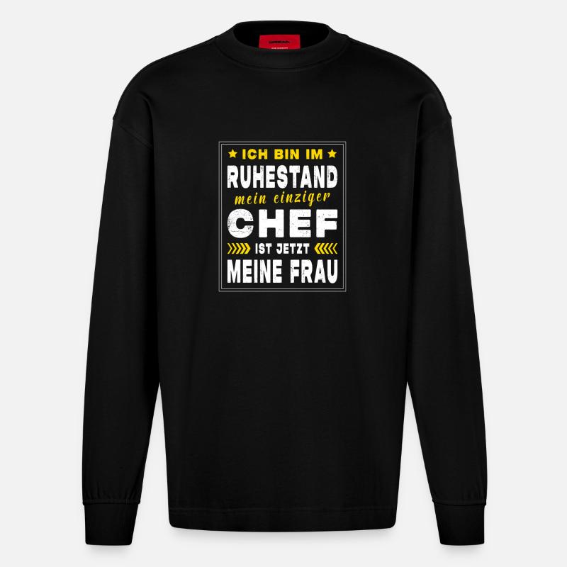Rentner Ruhestand Geschenkidee - Heavyweight Oversized Organic Langarmshirt Made in EU - SOLID BLACK