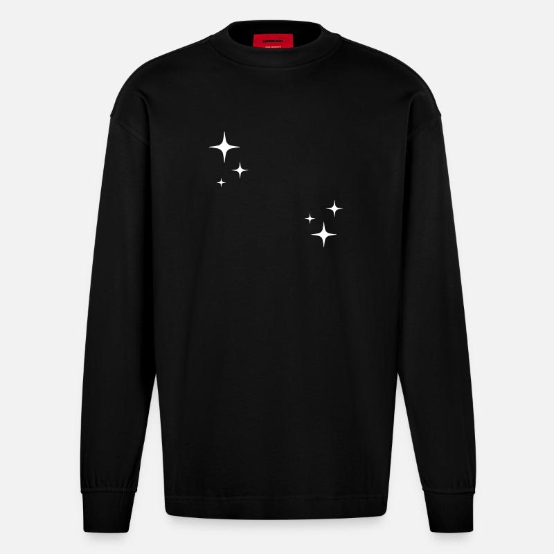 Sterne - Funkeln - Zeichen - Heavyweight Oversized Organic Langarmshirt Made in EU - SOLID BLACK