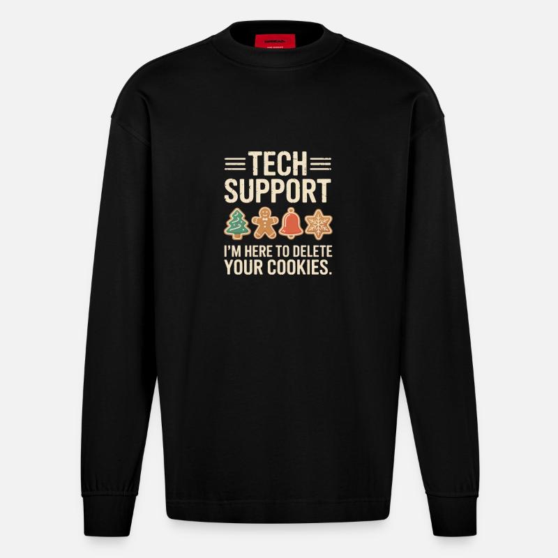Technische Support-Cookies: Yuletide debuggen - Heavyweight Oversized Organic Langarmshirt Made in EU - SOLID BLACK