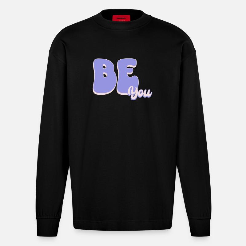 Sei einfach DU - Heavyweight Oversized Organic Langarmshirt Made in EU - SOLID BLACK