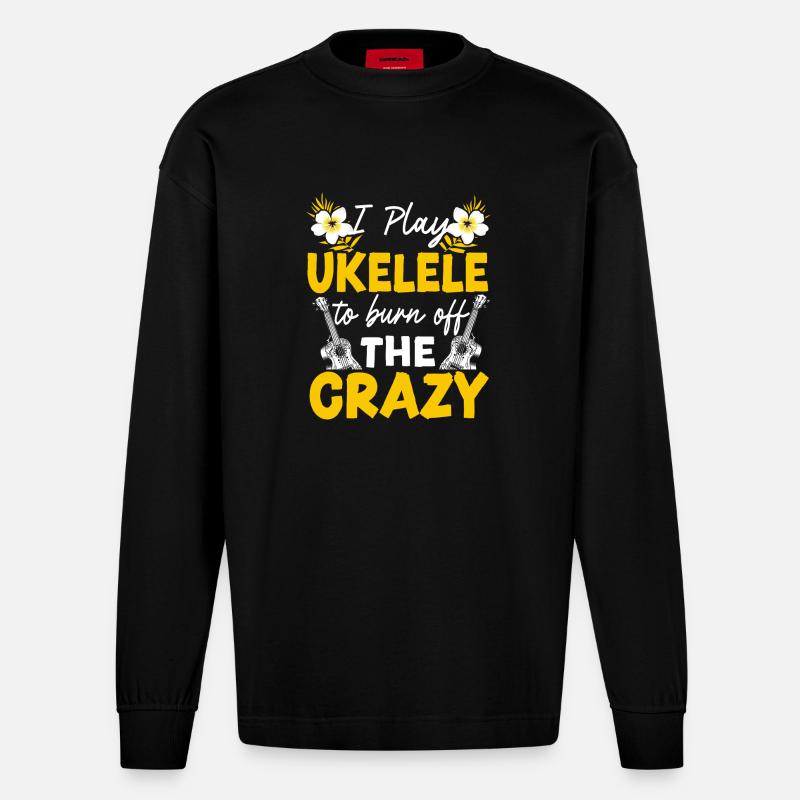 Ukulélé hawaïen que je joue - Manches longues bio épais oversize fabriqué en UE - SOLID BLACK