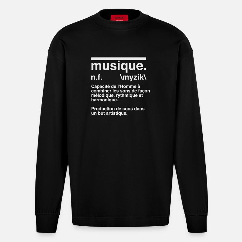 Musikdefinitions-Wörterbuchstil - Heavyweight Oversized Organic Langarmshirt Made in EU - SOLID BLACK