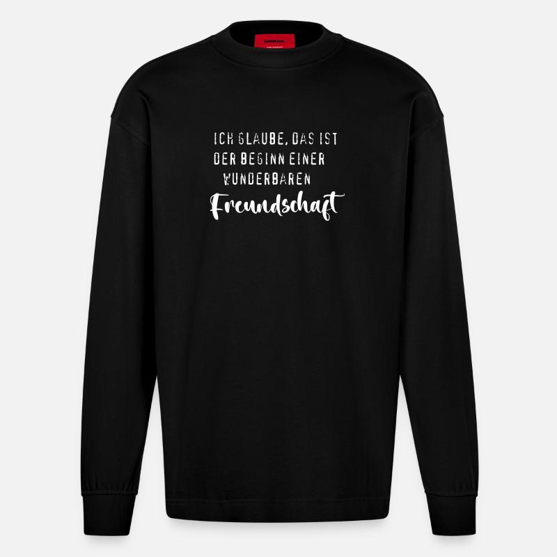 Wunderbare Freundschaft - Heavyweight Oversized Organic Langarmshirt Made in EU - SOLID BLACK