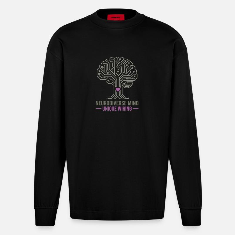 NEURODIVERSER GEIST Einzigartiges Verdrahtungsbewusstsein - Heavyweight Oversized Organic Langarmshirt Made in EU - SOLID BLACK