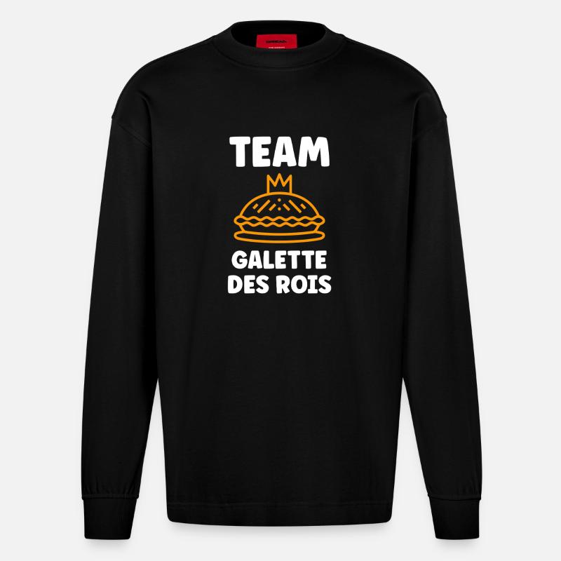 Humor galette des rois - Heavyweight Oversized Organic Langarmshirt Made in EU - SOLID BLACK