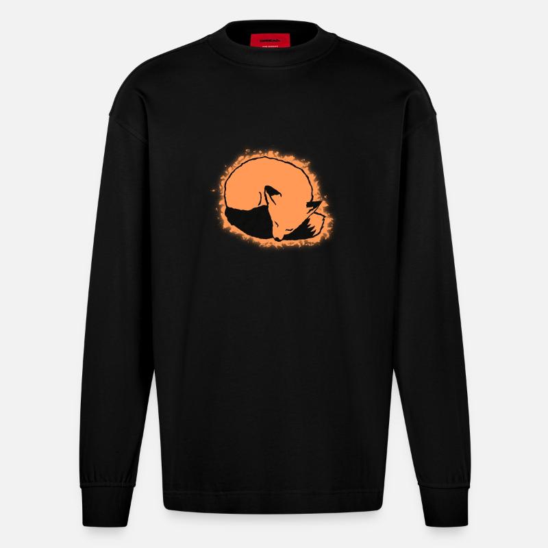 Fuchs schlafend: Niedlich, Kawaii & Comic Stil - Heavyweight Oversized Organic Langarmshirt Made in EU - SOLID BLACK