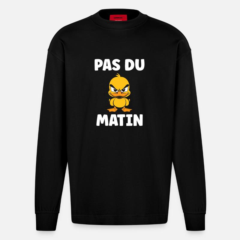 Canard grognon Pas du Matin - Manches longues bio épais oversize fabriqué en UE - SOLID BLACK