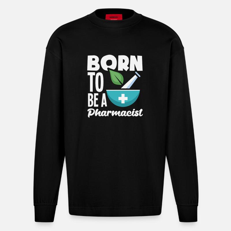 Apotheker Pharmazeutisch-technischer - Heavyweight Oversized Organic Langarmshirt Made in EU - SOLID BLACK