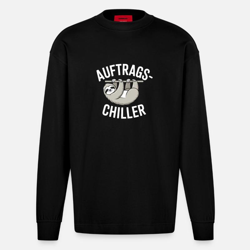 Commander Chiller Commander Chiller Bureau Sloth - Manches longues bio épais oversize fabriqué en UE - SOLID BLACK
