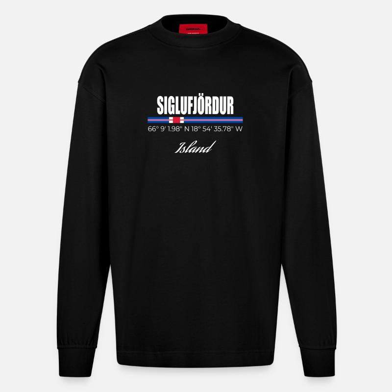 Siglufjördur - Heavyweight Oversized Organic Langarmshirt Made in EU - SOLID BLACK