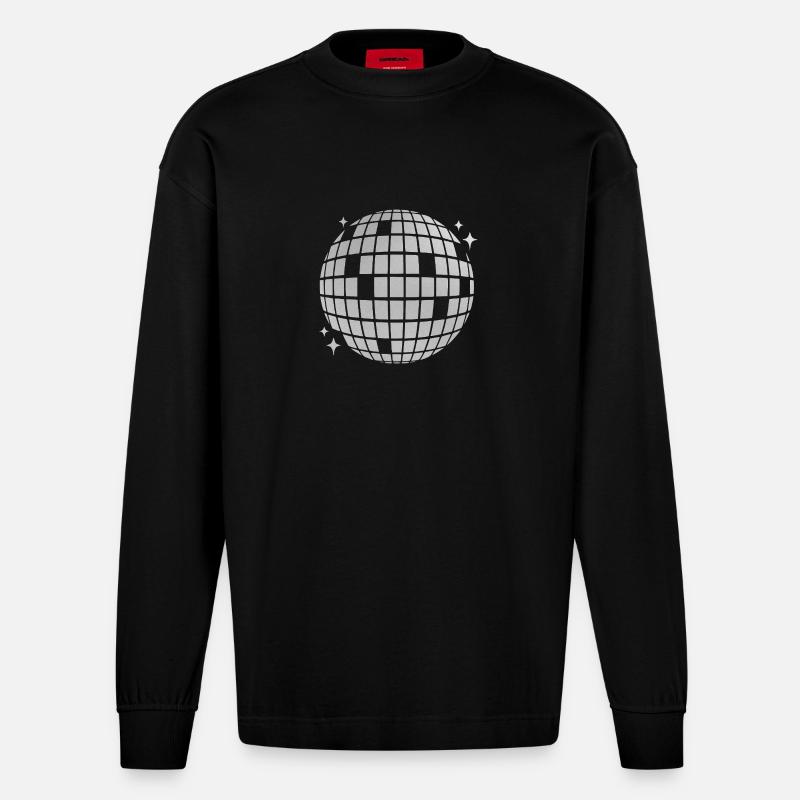 Éclat de mosaïque de boule disco - Manches longues bio épais oversize fabriqué en UE - SOLID BLACK