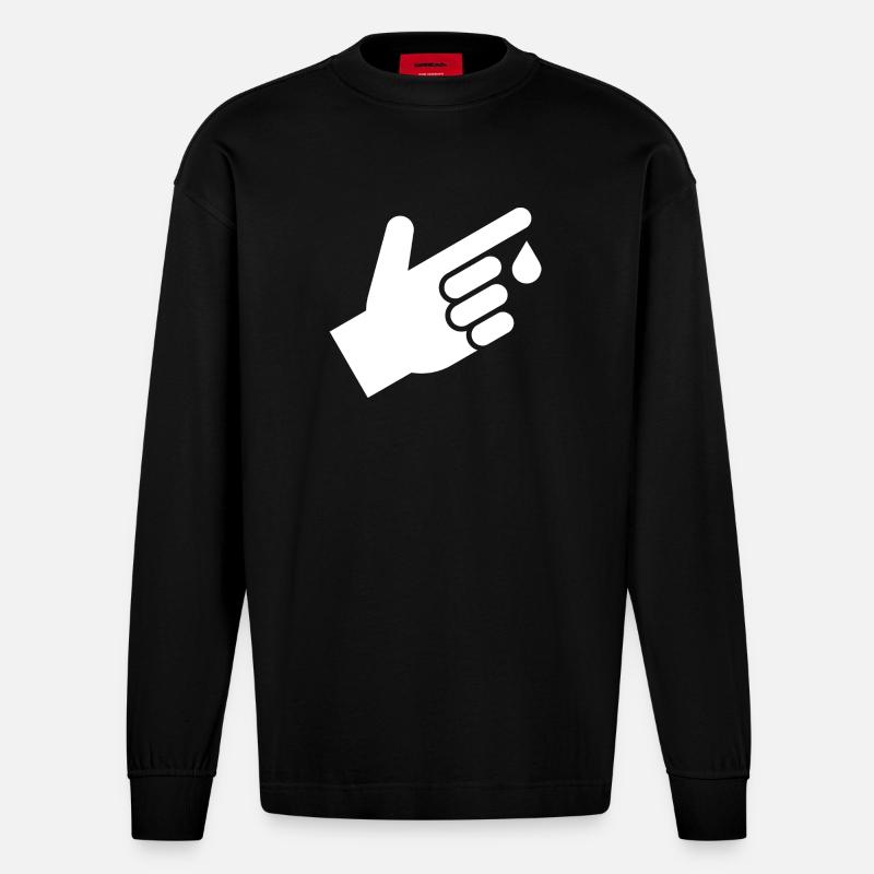 Bluttest, Bluttropfen - Heavyweight Oversized Organic Langarmshirt Made in EU - SOLID BLACK