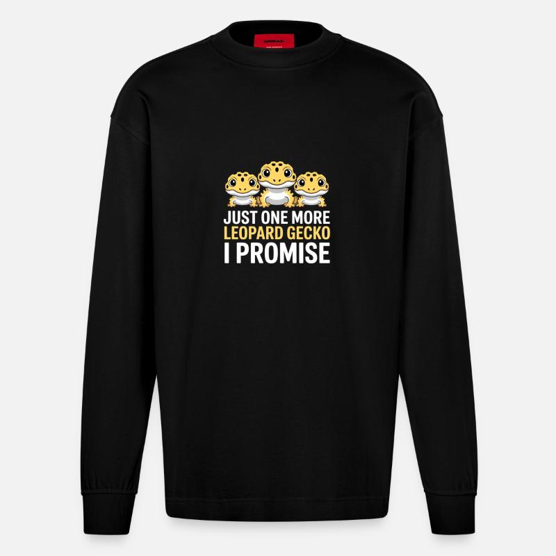 Leopardgekko-Trio Versprechen - Heavyweight Oversized Organic Langarmshirt Made in EU - SOLID BLACK