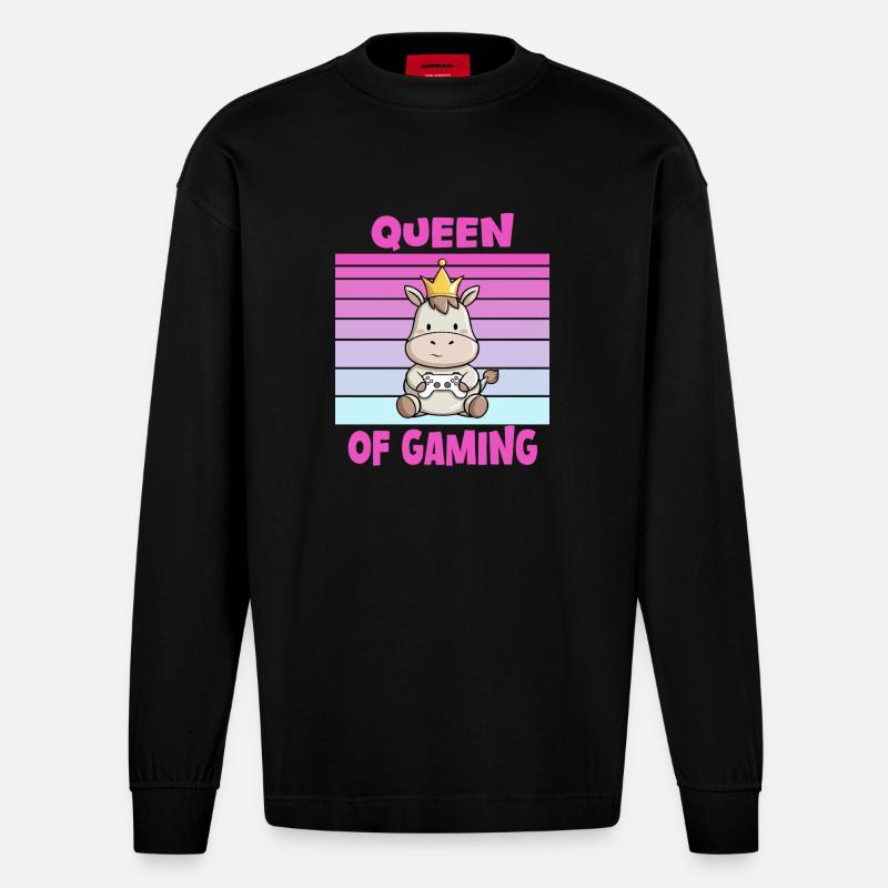 game queen controller - Heavyweight Oversized Organic Langarmshirt Made in EU - SOLID BLACK
