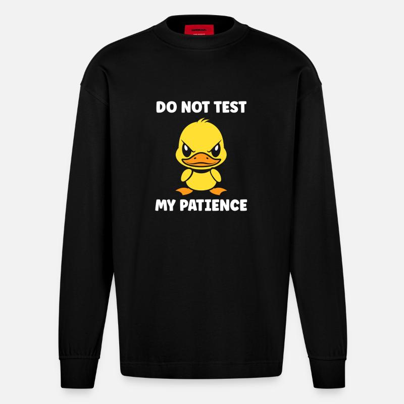 Grumpy Duckling Patience - Heavyweight Oversized Organic Langarmshirt Made in EU - SOLID BLACK
