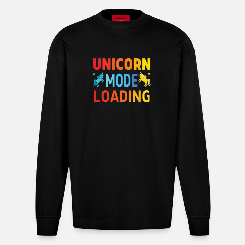 Unicorn mode loading - Heavyweight Oversized Organic Langarmshirt Made in EU - SOLID BLACK