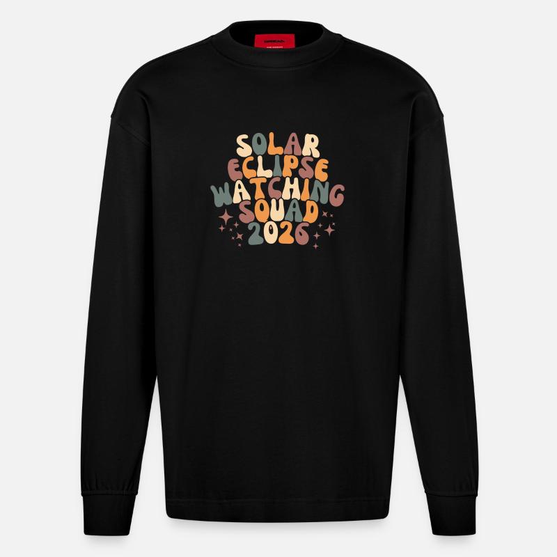 Sun Eclipse Retro Squad - Heavyweight Oversized Organic Langarmshirt Made in EU - SOLID BLACK