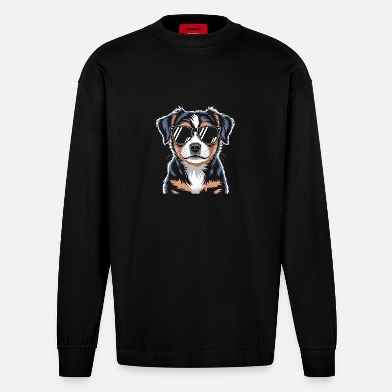 Berner Sennenhund - Heavyweight Oversized Organic Langarmshirt Made in EU - SOLID BLACK