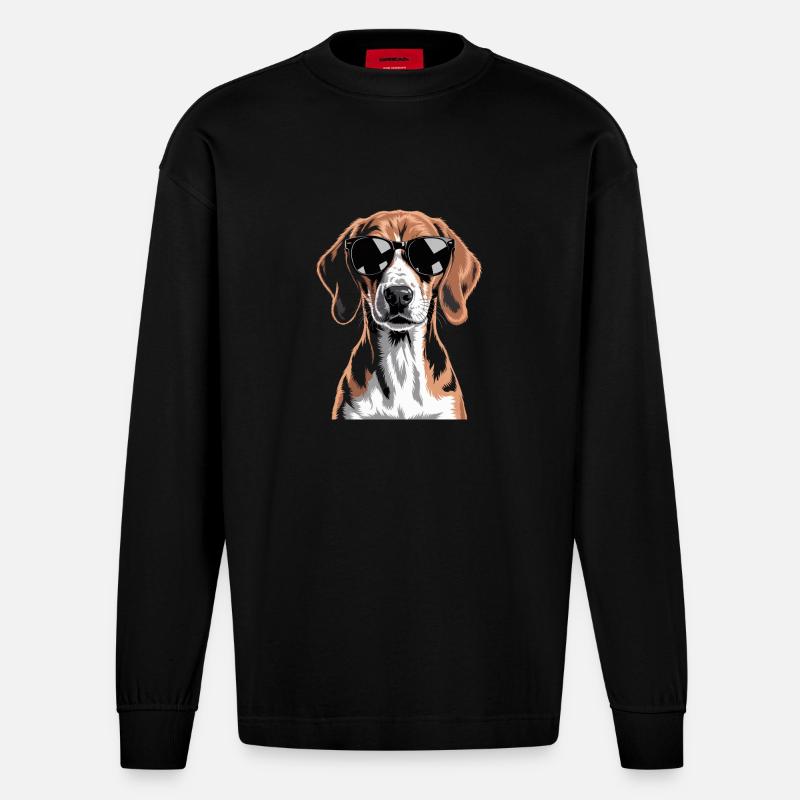 Engelsk Foxhound - Heavyweight Oversized Organic langermet T-skjorte produsert i EU - SOLID BLACK