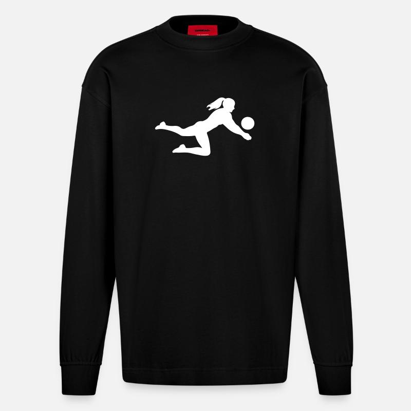 Silhouette de joueuse de volley-ball - Manches longues bio épais oversize fabriqué en UE - SOLID BLACK