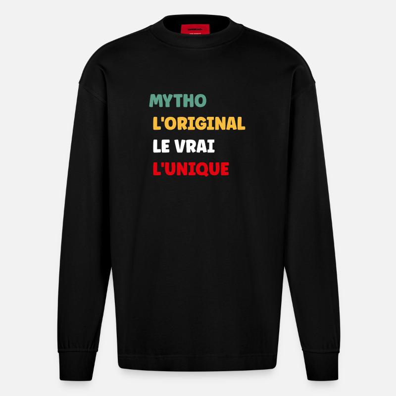 Mytho Original Unique Tee - Manches longues bio épais oversize fabriqué en UE - SOLID BLACK
