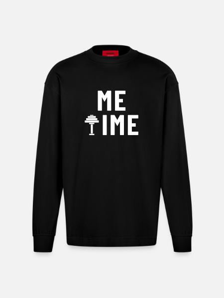 Me Time Dumbbell Gym - Heavyweight Oversized Organic Longsleeve Shirt Made in EU - SOLID BLACK