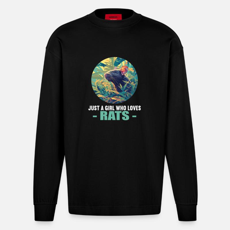 Ratten Ratte - Heavyweight Oversized Organic Langarmshirt Made in EU - SOLID BLACK