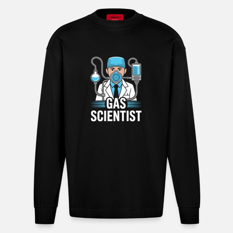 Anesthesiologist Gas Scientist Anesthesia - Heavyweight Oversized Organic Langarmshirt Made in EU - SOLID BLACK