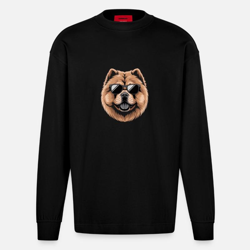 Chow Chow - Heavyweight Oversized Organic Langarmshirt Made in EU - SOLID BLACK