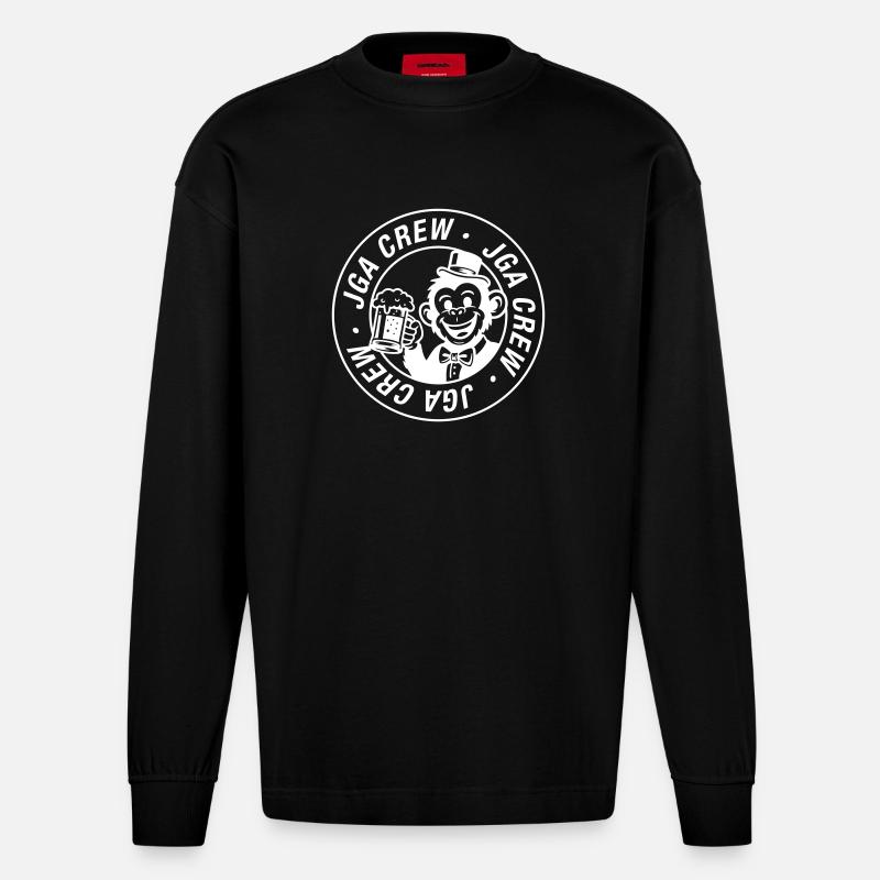 Jga Crew Affe Junggesellenabschied - Heavyweight Oversized Organic Langarmshirt Made in EU - SOLID BLACK