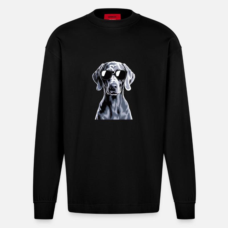 Weimaraner - Heavyweight Oversized Organic Langarmshirt Made in EU - SOLID BLACK