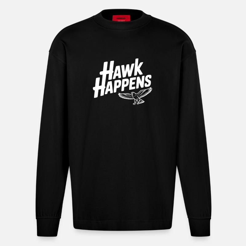 Hawk Happens - Heavyweight Oversized Organic Langarmshirt Made in EU - SOLID BLACK