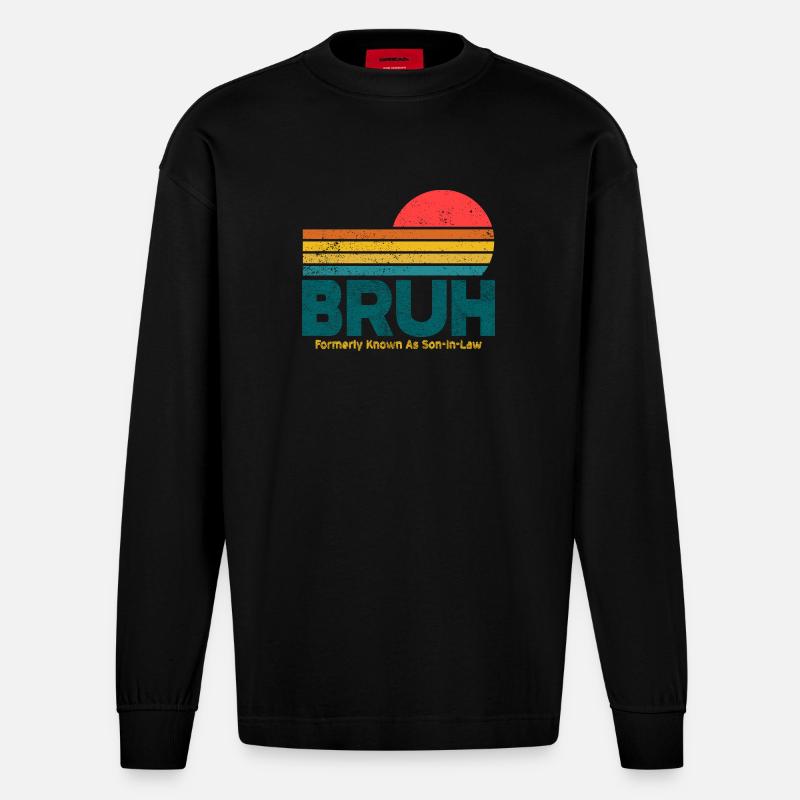 Bruh Sunset Retro-Meme-Design - Heavyweight Oversized Organic Langarmshirt Made in EU - SOLID BLACK