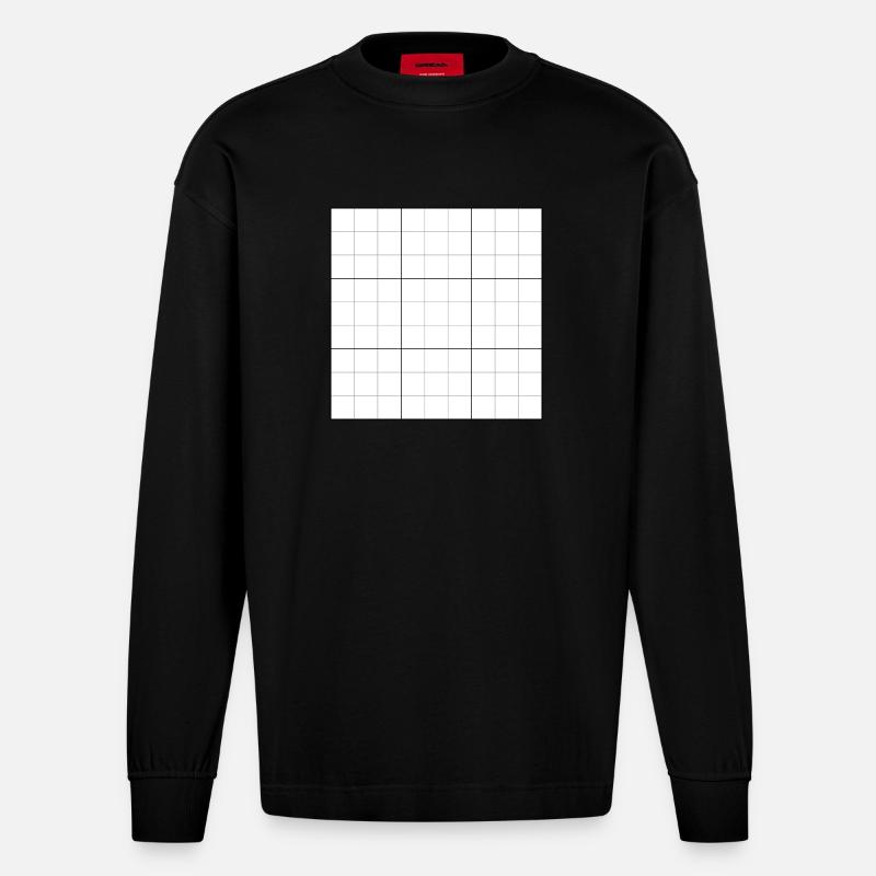 Sudoku blanko Raster - Heavyweight Oversized Organic Langarmshirt Made in EU - SOLID BLACK