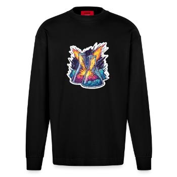 Lab Geek Educational Quadrantid Meteor Shower Expe - Heavyweight Oversized Organic Longsleeve Shirt Made in EU - SOLID BLACK - Front