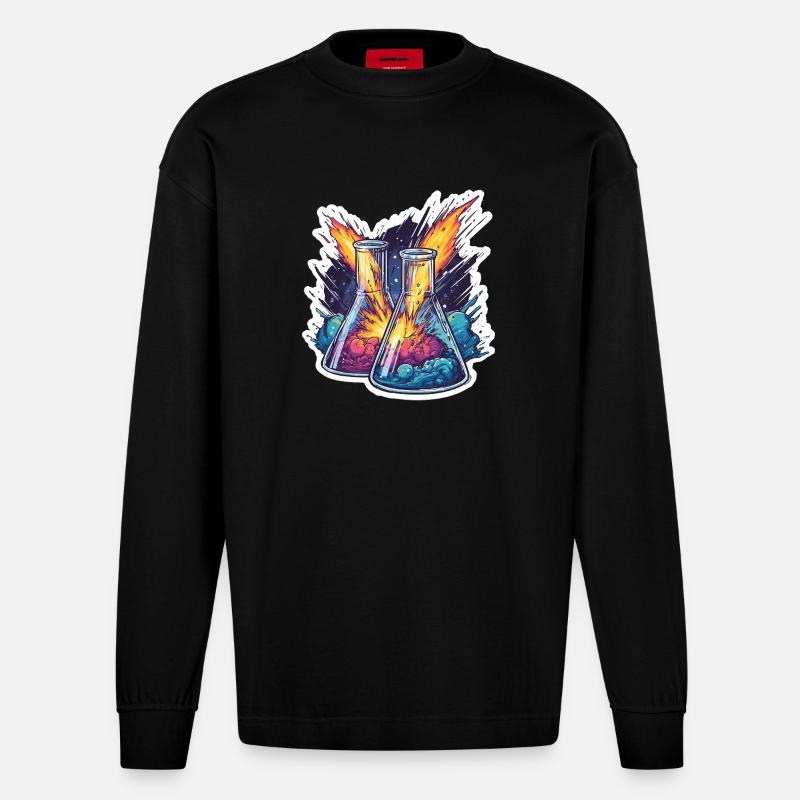 Lab Geek Bildungsquadrantid Meteorstrom-Erlebnis - Heavyweight Oversized Organic Langarmshirt Made in EU - SOLID BLACK