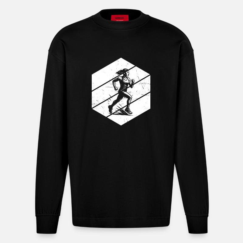 Focus purement sur la course - Manches longues bio épais oversize fabriqué en UE - SOLID BLACK