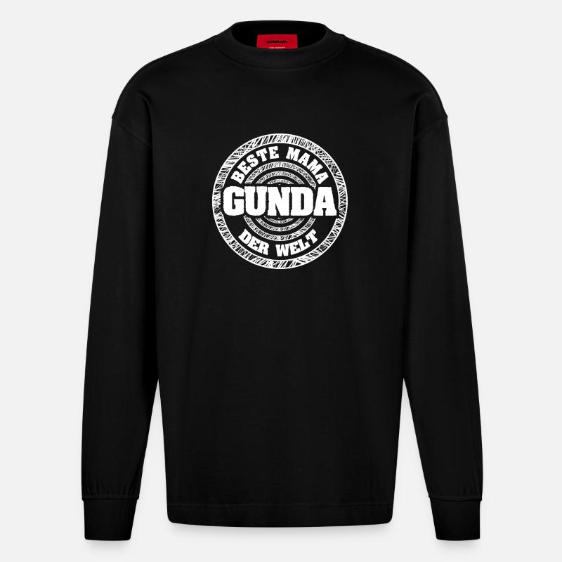 Gunda als Mutter - Heavyweight Oversized Organic Langarmshirt Made in EU - SOLID BLACK