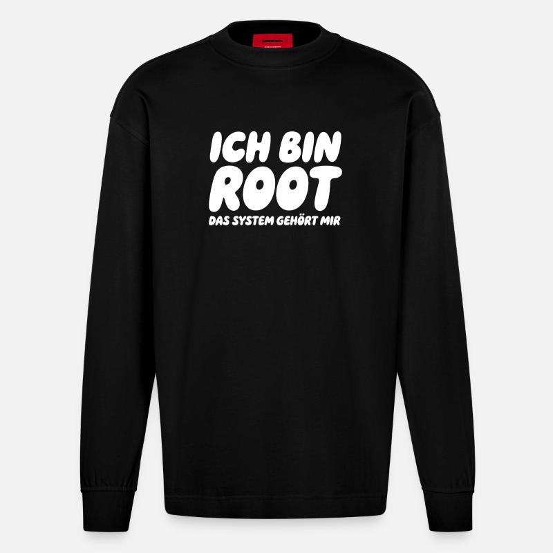 Je suis Root – Le système m’appartient - Manches longues bio épais oversize fabriqué en UE - SOLID BLACK
