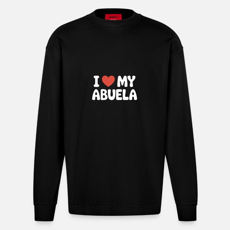 Ich liebe meine Großmutter - Heavyweight Oversized Organic Langarmshirt Made in EU - SOLID BLACK