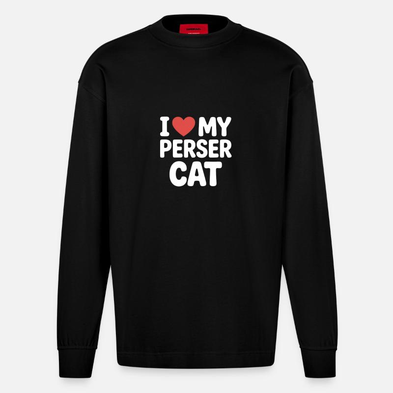 J’adore mon chat persan - Manches longues bio épais oversize fabriqué en UE - SOLID BLACK