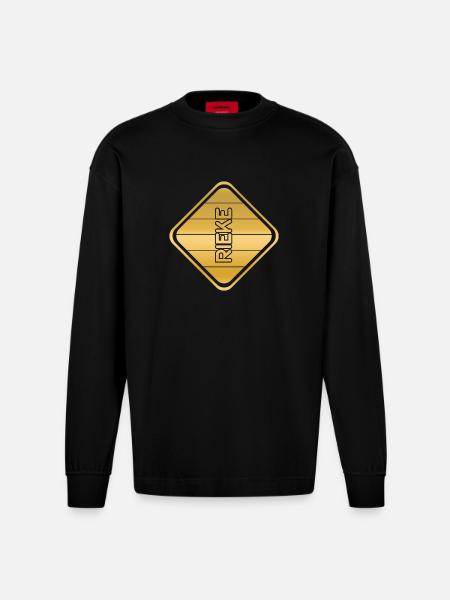 First name Rieke - Heavyweight Oversized Organic Longsleeve Shirt Made in EU - SOLID BLACK