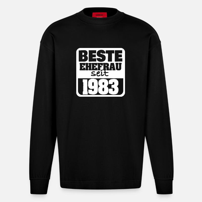 1983 - Heavyweight Oversized Organic Langarmshirt Made in EU - SOLID BLACK