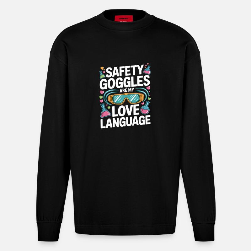 Love Language Safety Goggles - Heavyweight Oversized Organic Langarmshirt Made in EU - SOLID BLACK