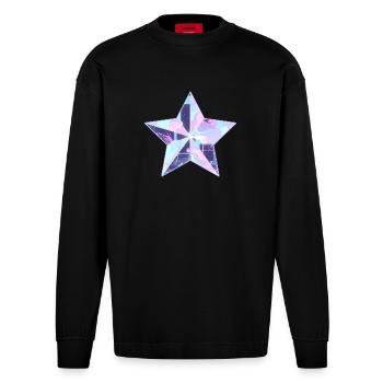Pastellstern Neon Skyline - Heavyweight Oversized Organic Langarmshirt Made in EU - SOLID BLACK - Vorne