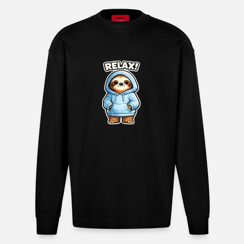 Sweat à capuche Relax Sloth - Manches longues bio épais oversize fabriqué en UE - SOLID BLACK