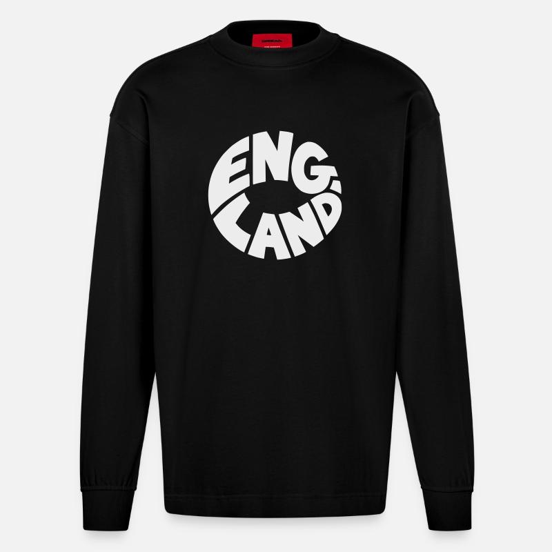 Engand Rundlogo Druckdesign - Heavyweight Oversized Organic Langarmshirt Made in EU - SOLID BLACK