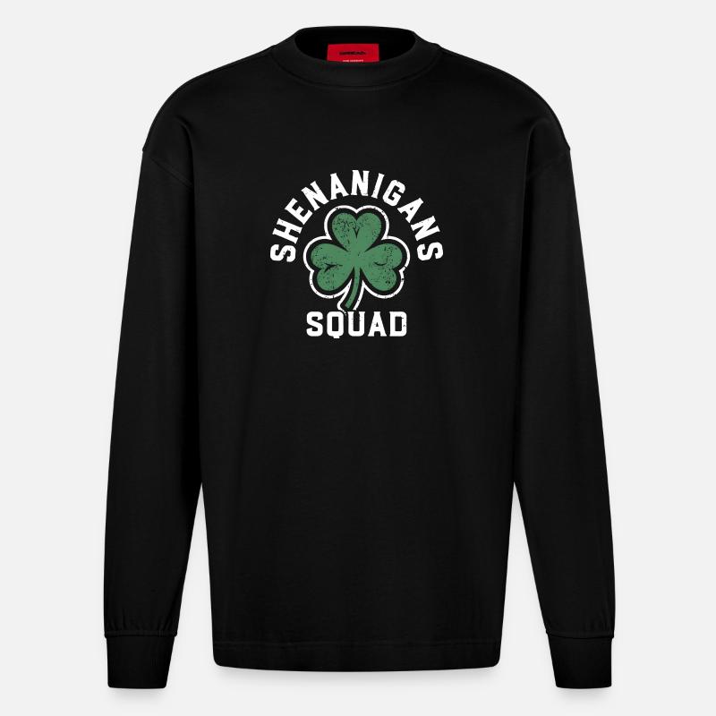 Shenanigans-Team Shamrock Tee - Heavyweight Oversized Organic Langarmshirt Made in EU - SOLID BLACK