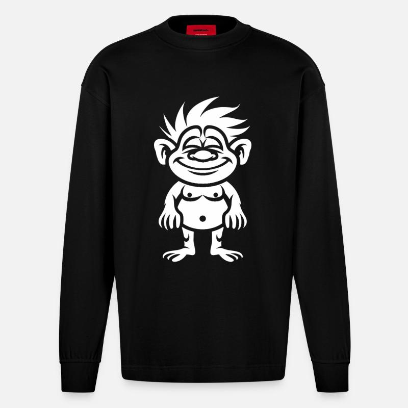 Troll - Heavyweight Oversized Organic Langarmshirt Made in EU - SOLID BLACK