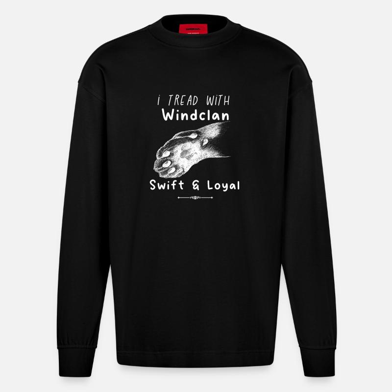 Kriegerkatzen – Windclan Träume - Heavyweight Oversized Organic Langarmshirt Made in EU - SOLID BLACK